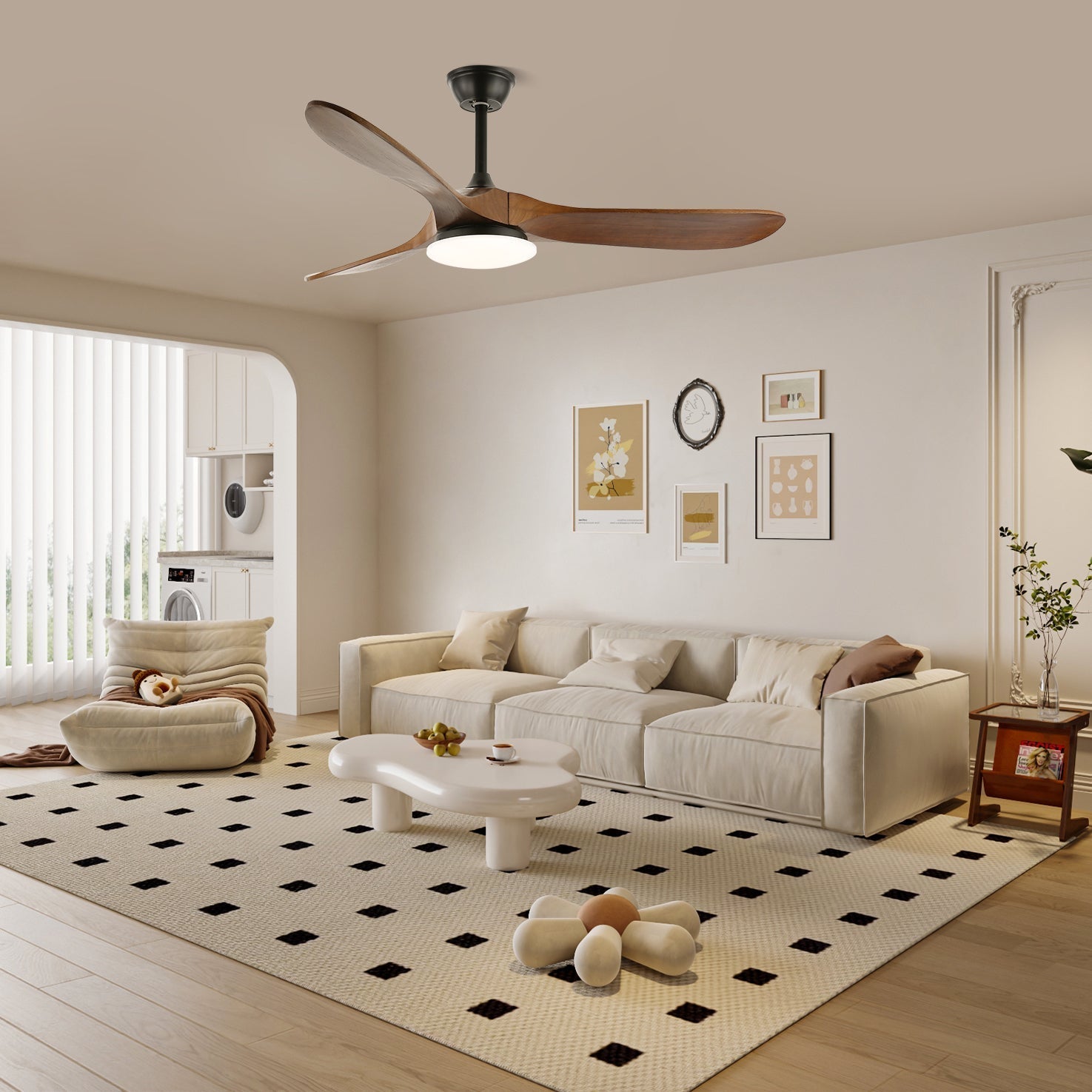 Plafonnier ventilateur moderne en bois Velix - Neutralighting
