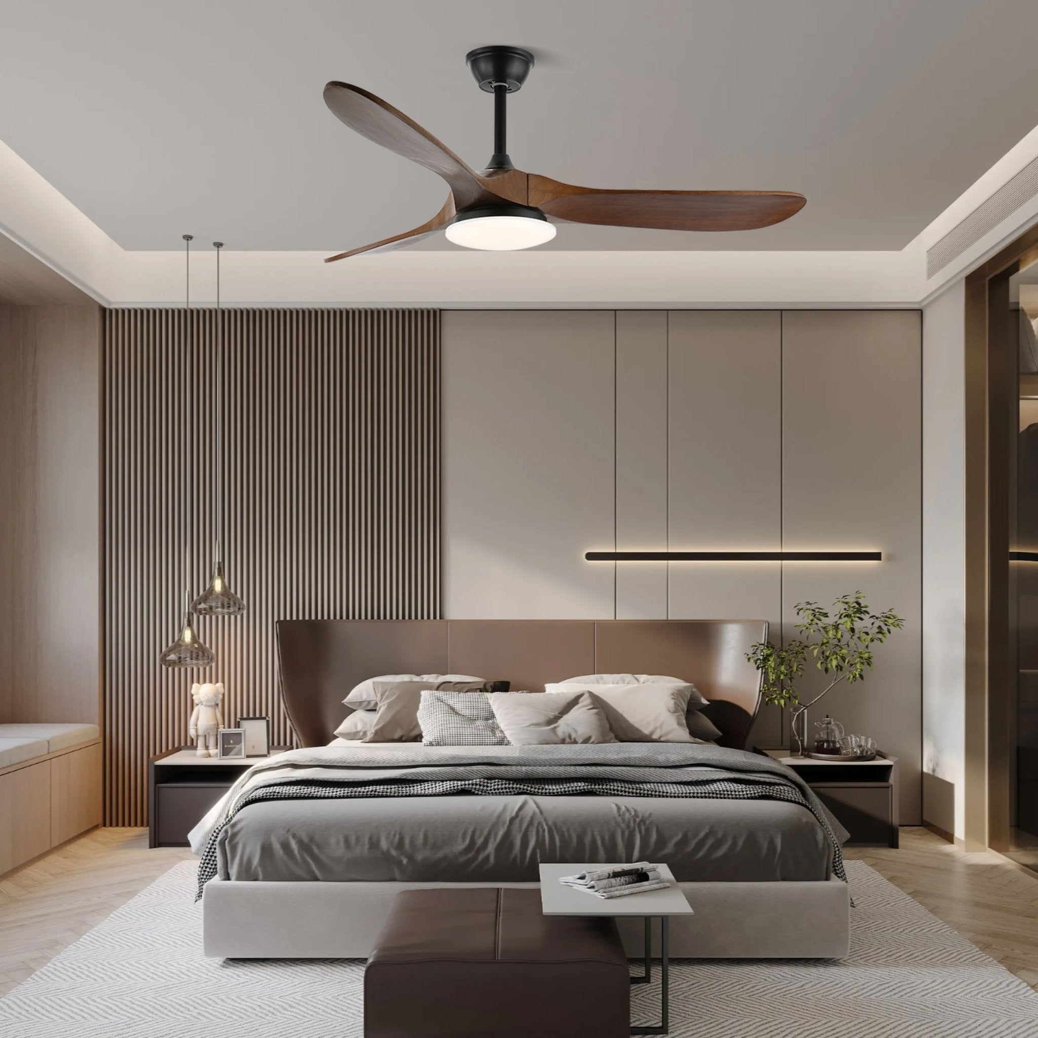Plafonnier ventilateur moderne en bois Velix - Neutralighting