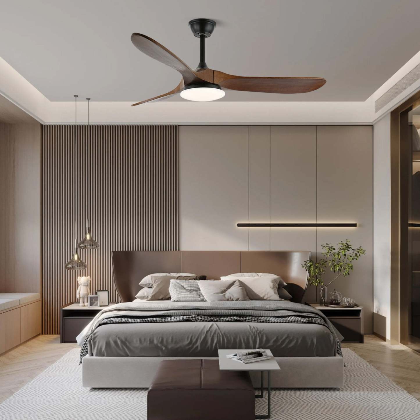 Plafonnier ventilateur moderne en bois Velix - Neutralighting