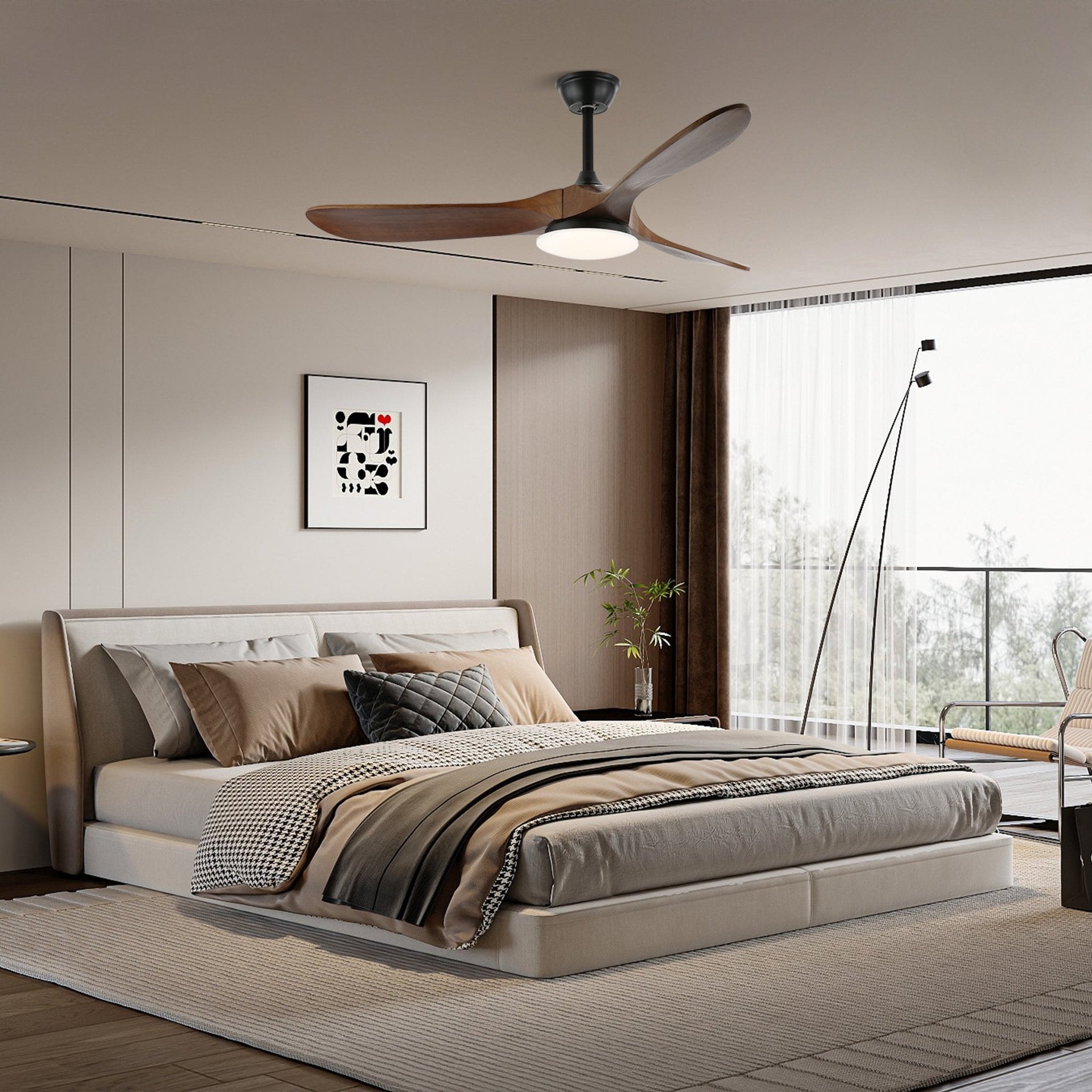 Plafonnier ventilateur moderne en bois Velix - Neutralighting