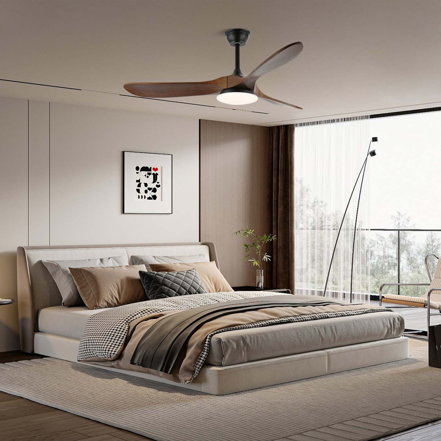 Plafonnier ventilateur moderne en bois Velix - Neutralighting