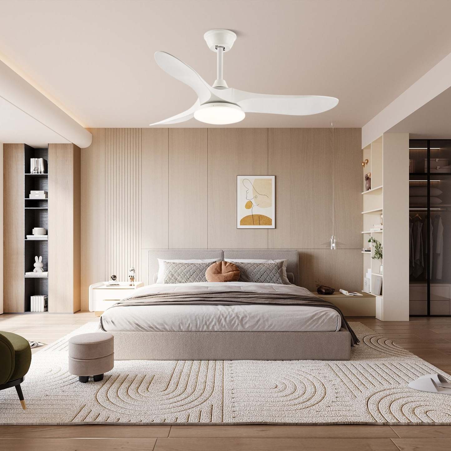 Plafonnier ventilateur moderne en bois Velix - Neutralighting