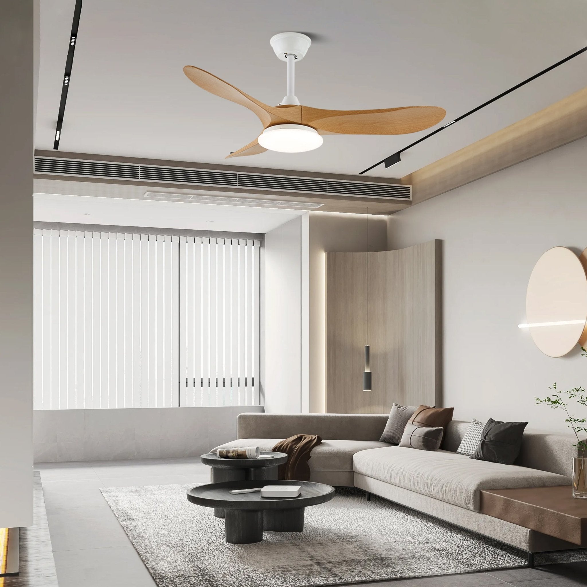 Plafonnier ventilateur moderne en bois Velix - Neutralighting