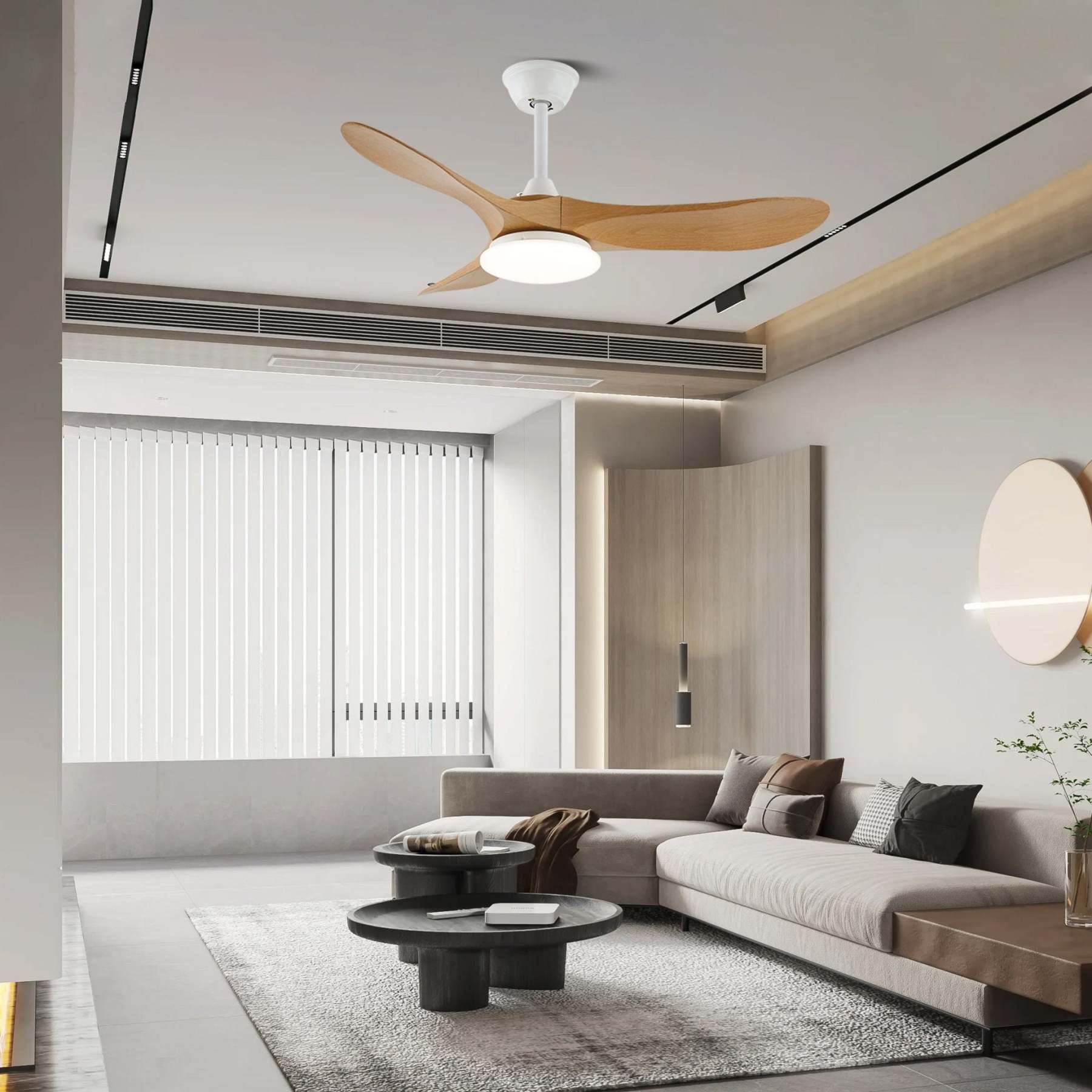 Plafonnier ventilateur moderne en bois Velix - Neutralighting
