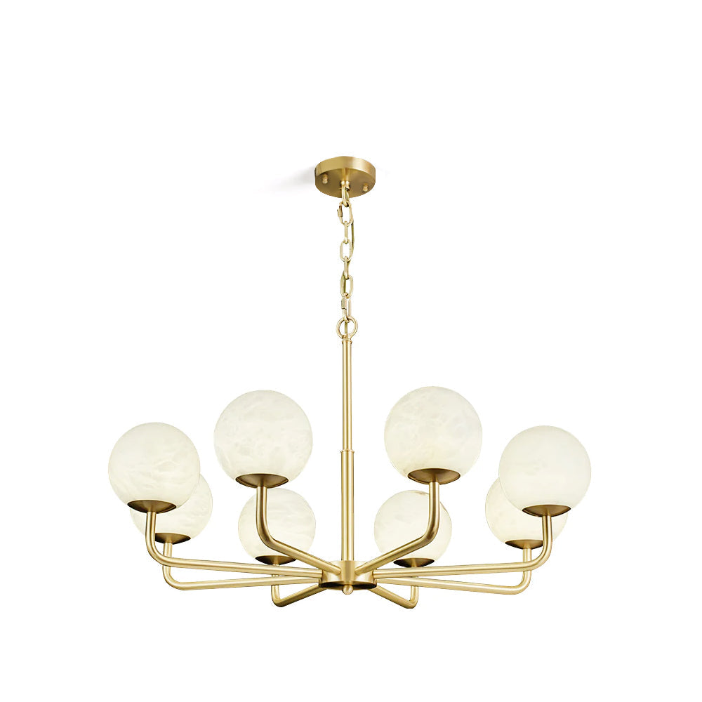 Halo Brass Alabaster Balls Chandelier