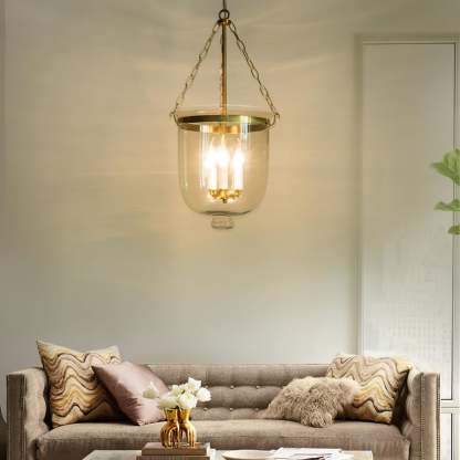 Verona Brass Glass Lantern Pendant Lamp