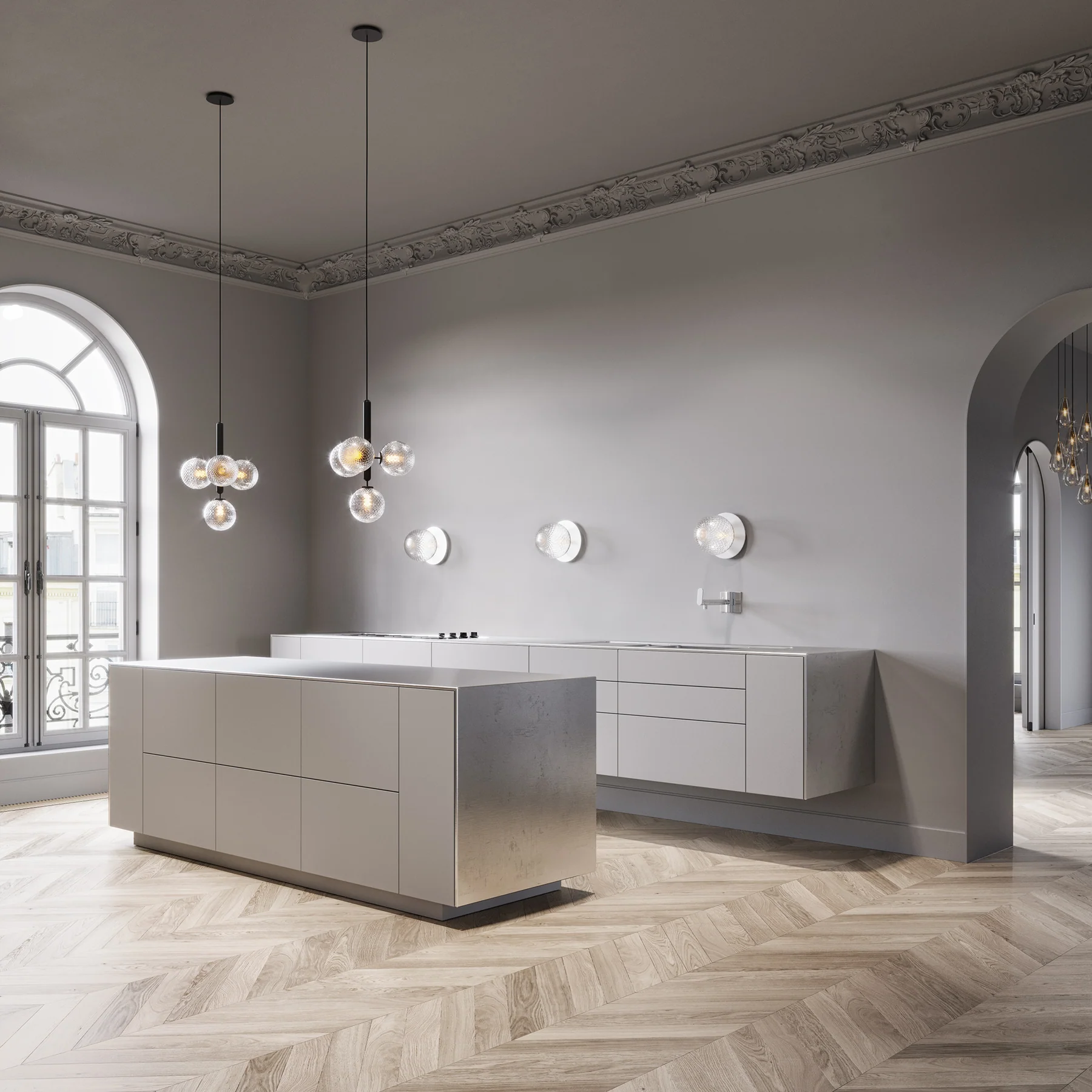 Hailie Minimalisme Métal Verre Suspensions Chambre à Coucher Salon