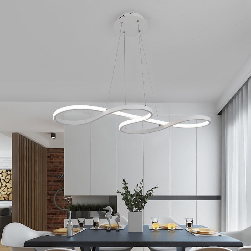 Louise Suspension Linéaire Nordique, Acrylique/Metal, Noir/Blanc/Or, Chambre