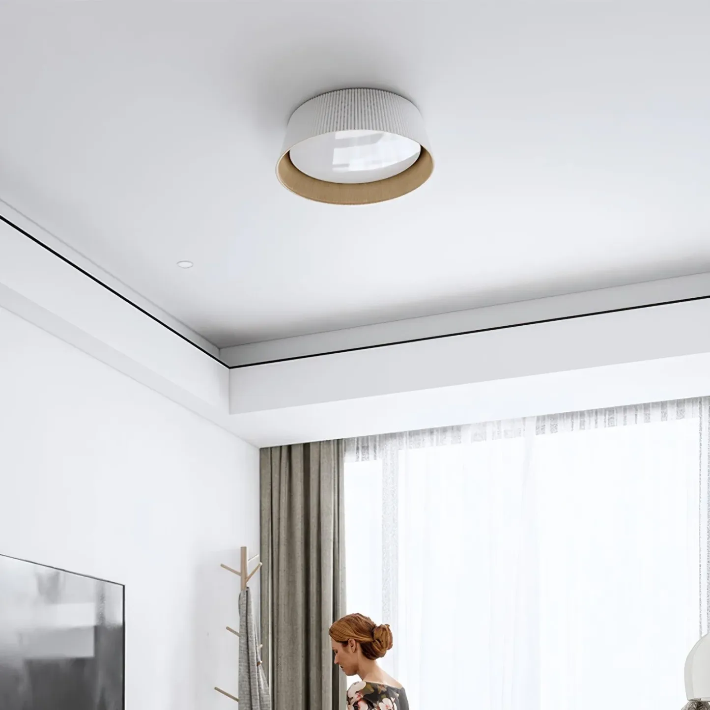 Ozawa Moderne Minimalisme Rond Métal Plafonnier Chambre à Coucher Couloir