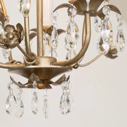 Alessio Vintage Gold Crystal Metal Chandelier Dining Room Bedroom