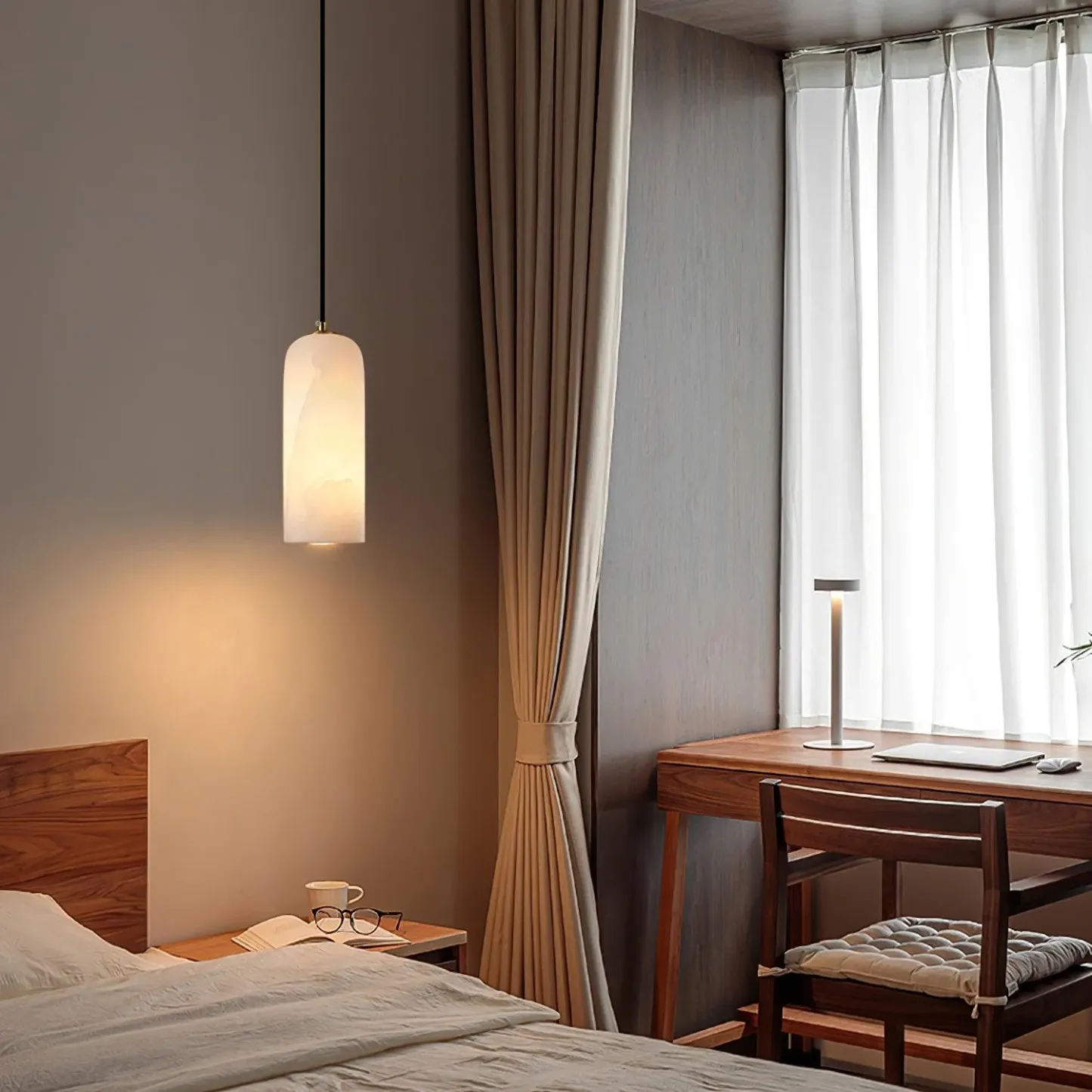 Jade Minimalisme Métal Albâtre Suspensions Chambre à Coucher Salon