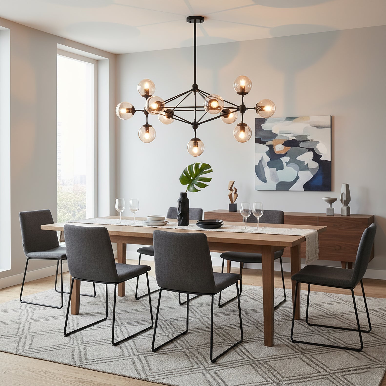 Halo Amber Glass Balls Chandelier