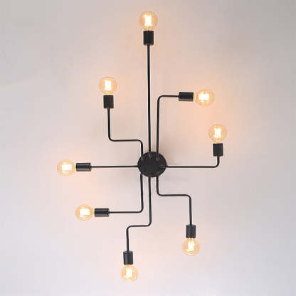 Multiple Rod Vintage Iron Ceiling Lamp