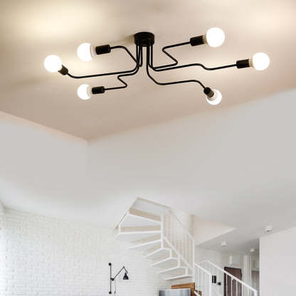 Multiple Rod Vintage Iron Ceiling Lamp