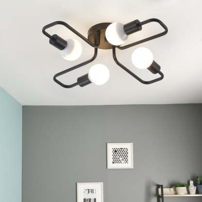 Multiple Rod Vintage Iron Ceiling Lamp