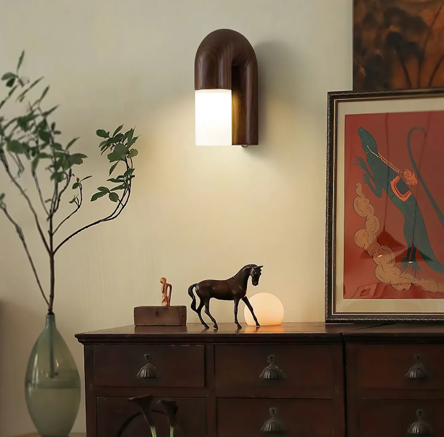 Ozawa Bois Noyer Noir Métal Applique Murale Salle à MangerChambre à Coucher