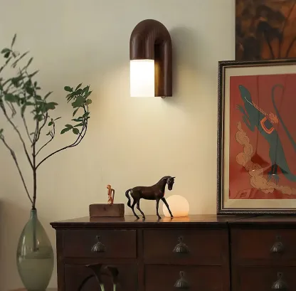 Ozawa Bois Noyer Noir Métal Applique Murale Salle à MangerChambre à Coucher