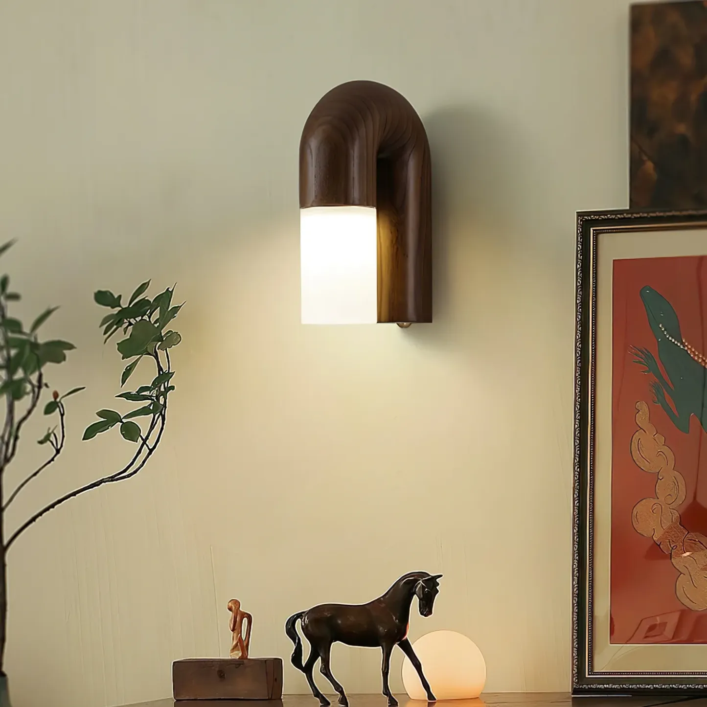 Ozawa Bois Noyer Noir Métal Applique Murale Salle à MangerChambre à Coucher