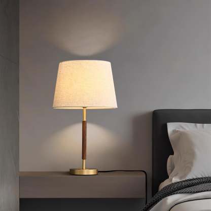 Hakka Brass Walnut Table Lamp
