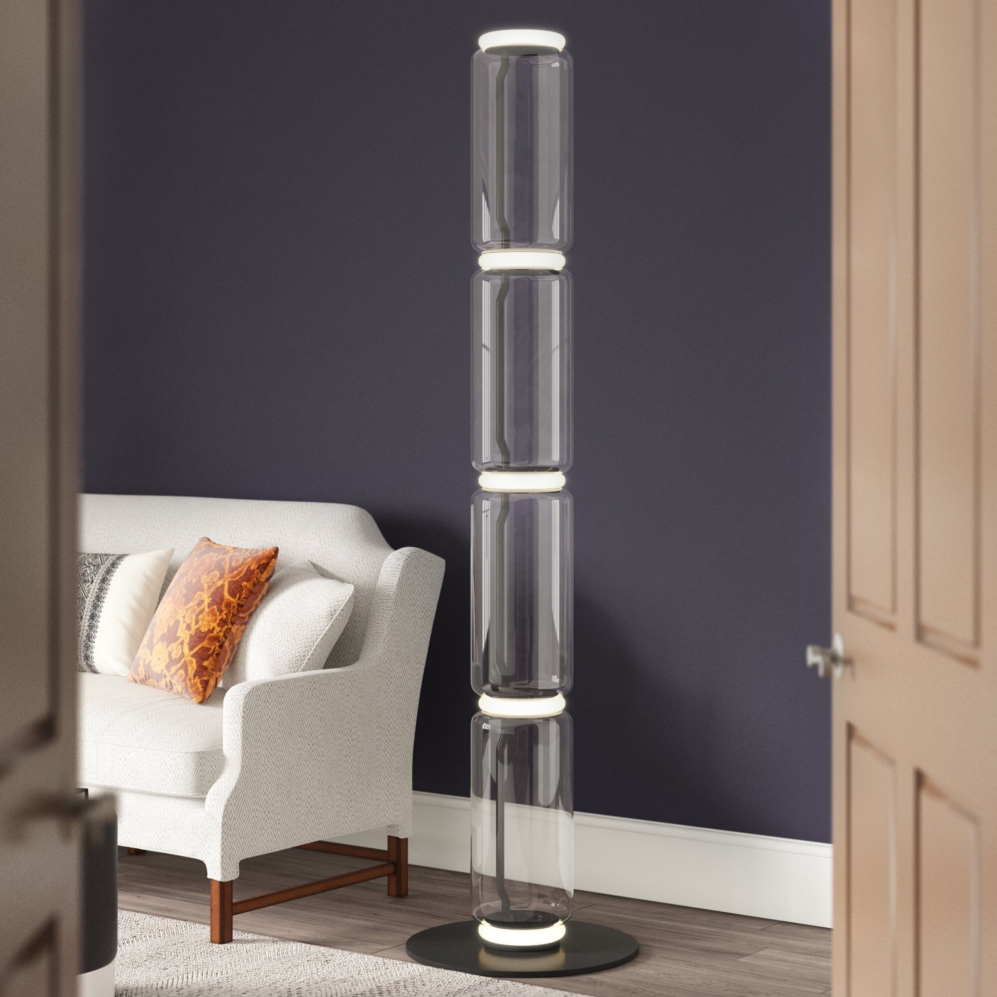 Axis Bamboo Glass Floor Lamp
