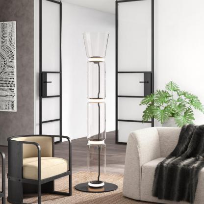 Axis Bamboo Glass Floor Lamp