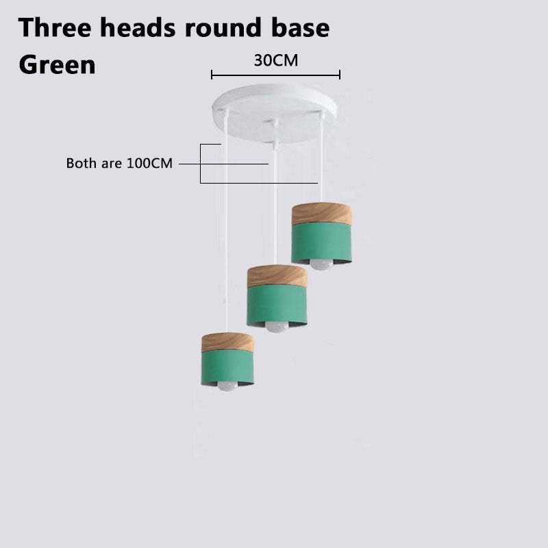 Morandi Suspension LED Macaron Nordique Métal/Bois Chambre