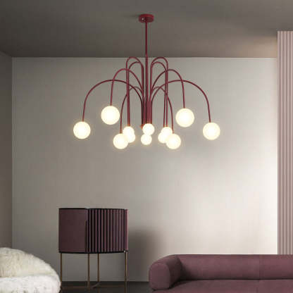 Avi Suspension Multi Simple, Métal/Verre, Noir/Rouge/Or, Chambre à Coucher/Salon