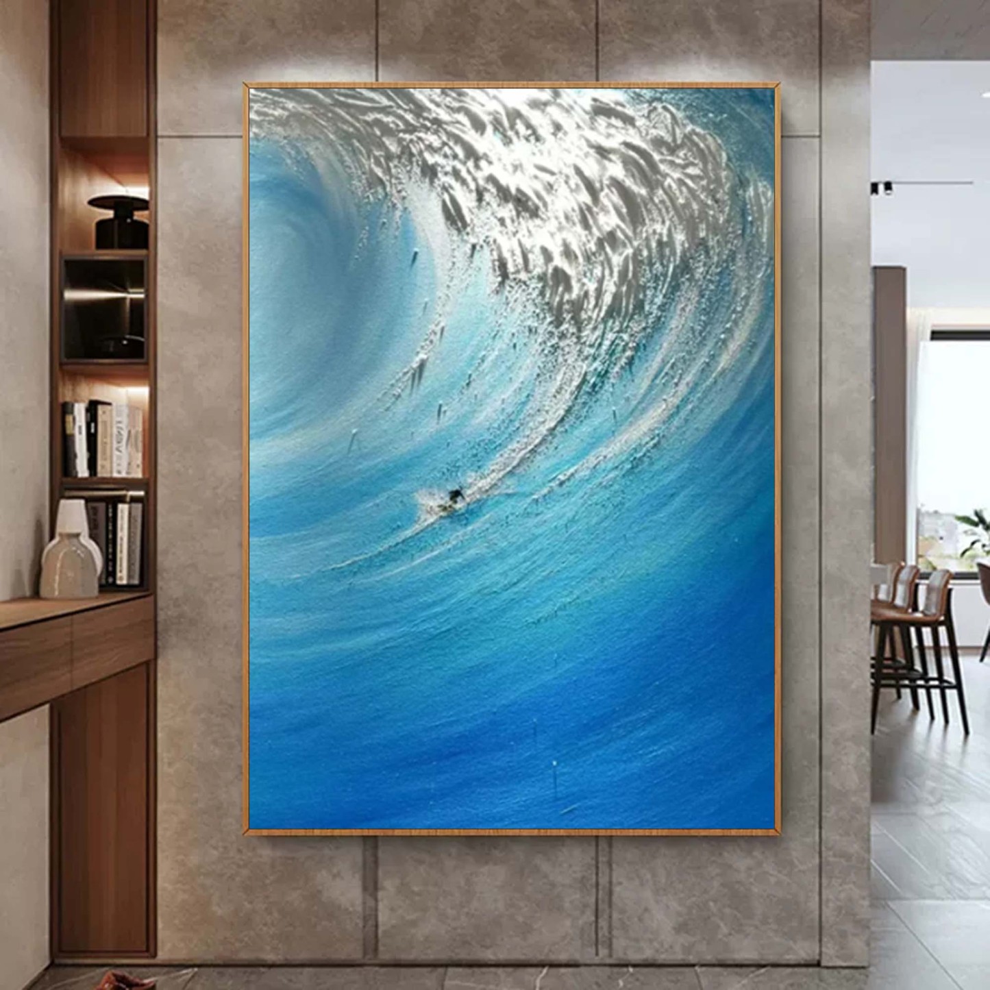 Plâtre Océan Bleu Toile Art Mural Encadrée Peinture À L'huile | Las Sola