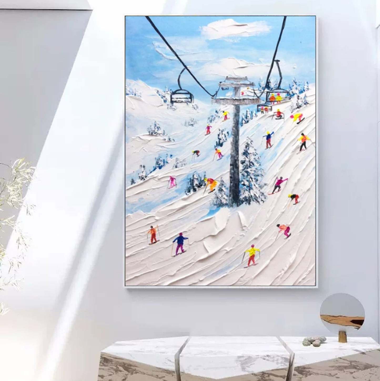 Plâtre Montagnes Neige Toile Art Mural Encadrée Peinture À L'huile | Las Sola