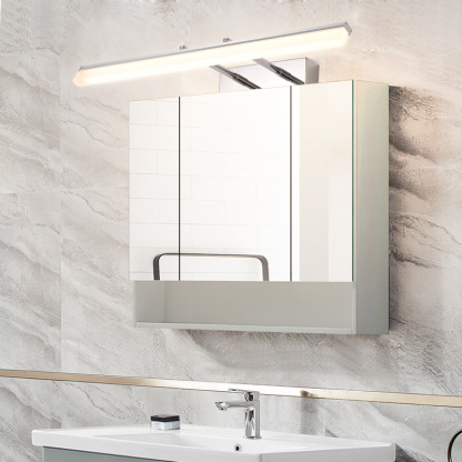 Leigh Simple LED Longue Applique Murale à Miroir Métal/Acrylique Argent/Noir Salle de Bain