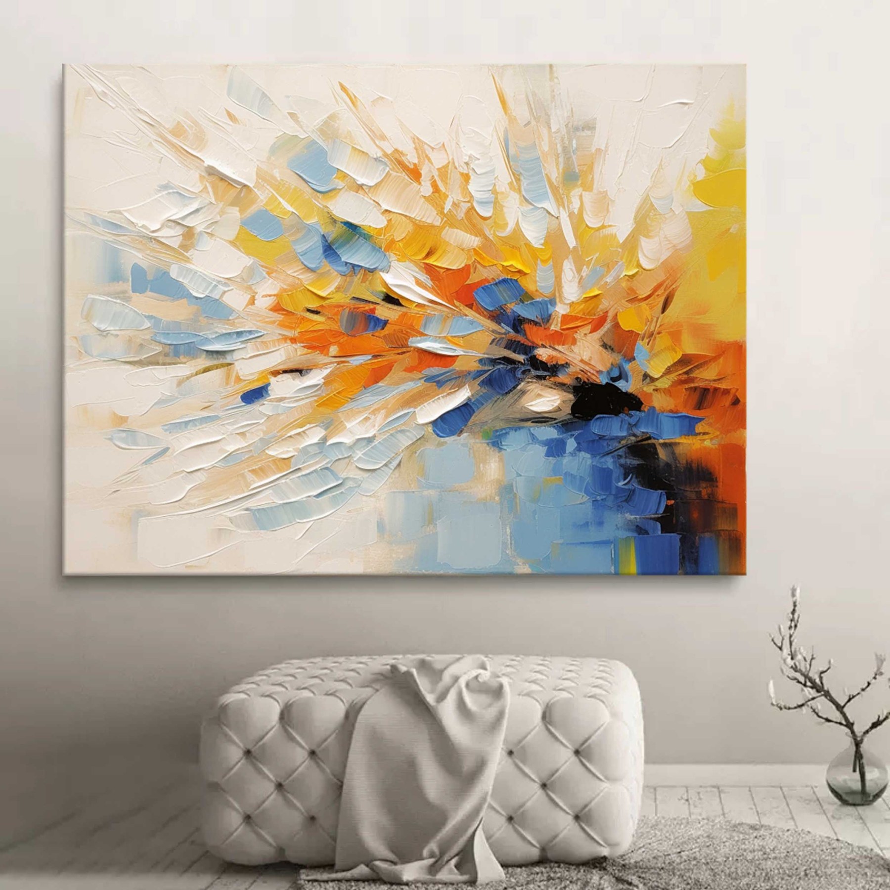 Plâtre Coloré Abstrait Toile Art Mural Encadrée Peinture À L'huile | Las Sola