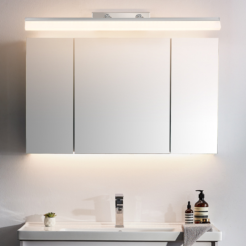 Leigh Simple LED Longue Applique Murale à Miroir Métal/Acrylique Argent/Noir Salle de Bain