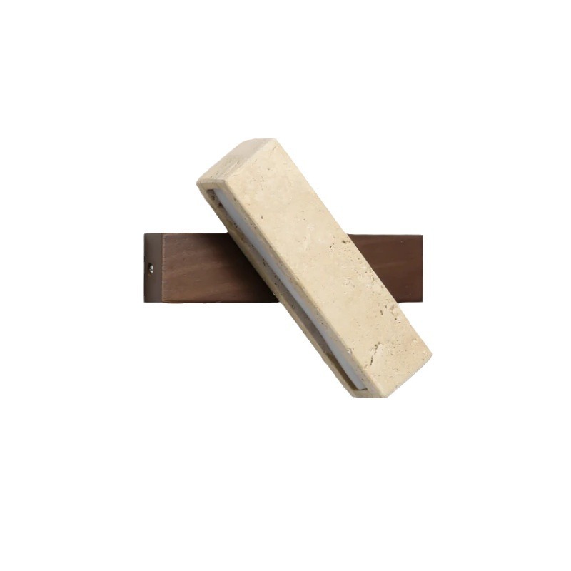 Zaid Natural Travertine Wood Adjustable Minimalist Wall Lamp