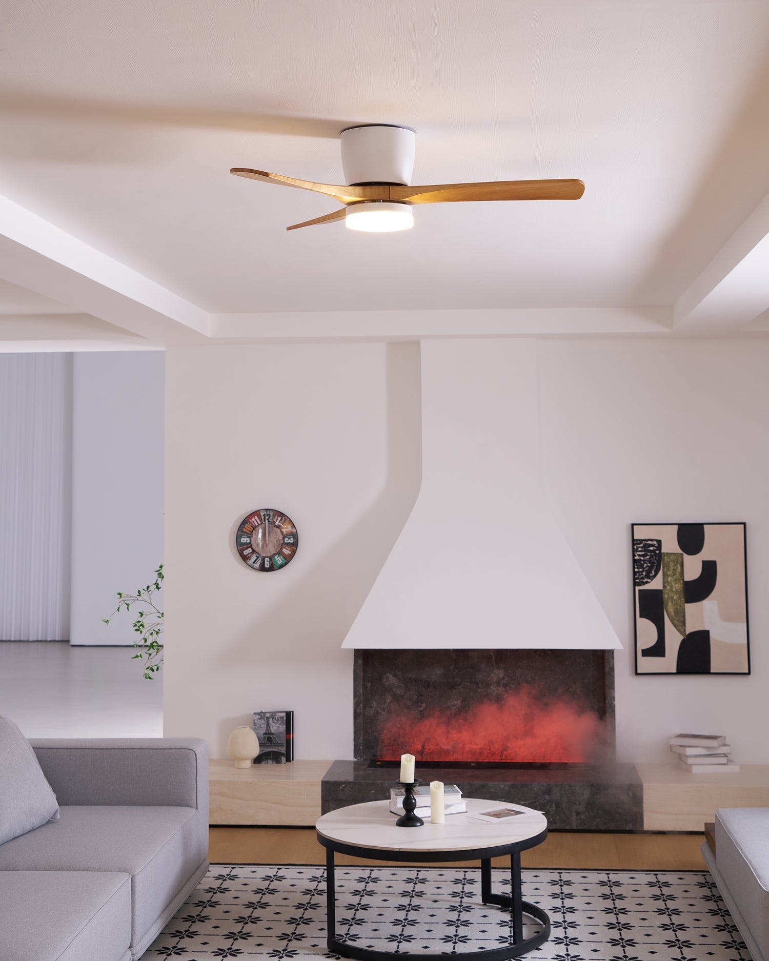 Ventilateur de plafond nordique en bois Ezra avec lumière - Neutralighting
