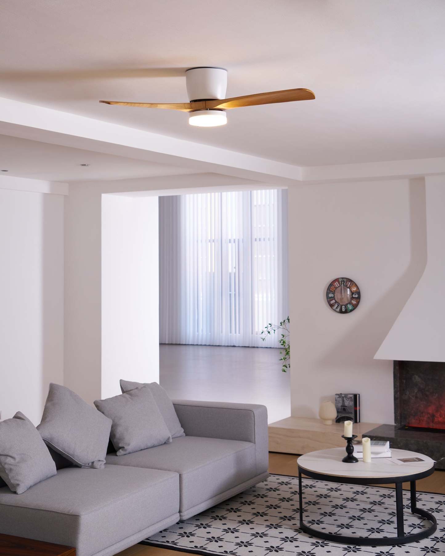 Ventilateur de plafond nordique en bois Ezra avec lumière - Neutralighting
