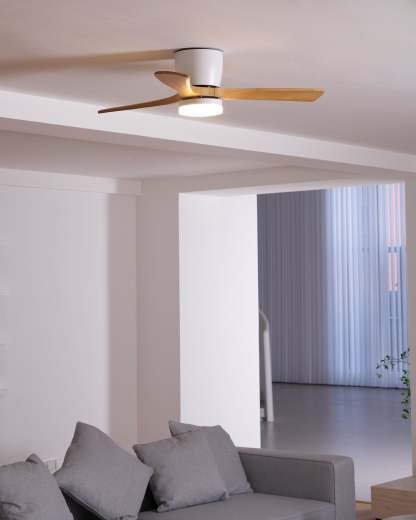 Ventilateur de plafond nordique en bois Ezra avec lumière - Neutralighting