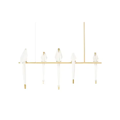 Orr Natural Acrylic Metal Gold Pendant Light Bedroom Living Room