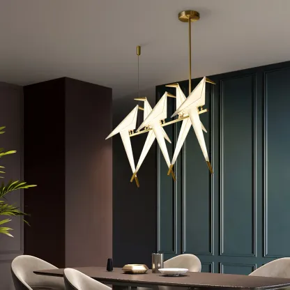 Orr Natural Acrylic Metal Gold Pendant Light Bedroom Living Room