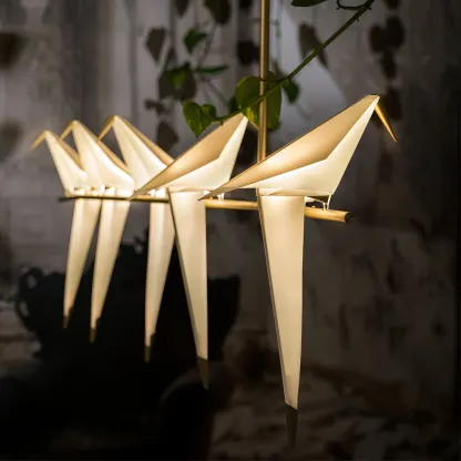 Orr Natural Acrylic Metal Gold Pendant Light Bedroom Living Room