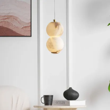 Jade Moderne Rond Métal Albâtre Suspension Nuances Chambre à Coucher