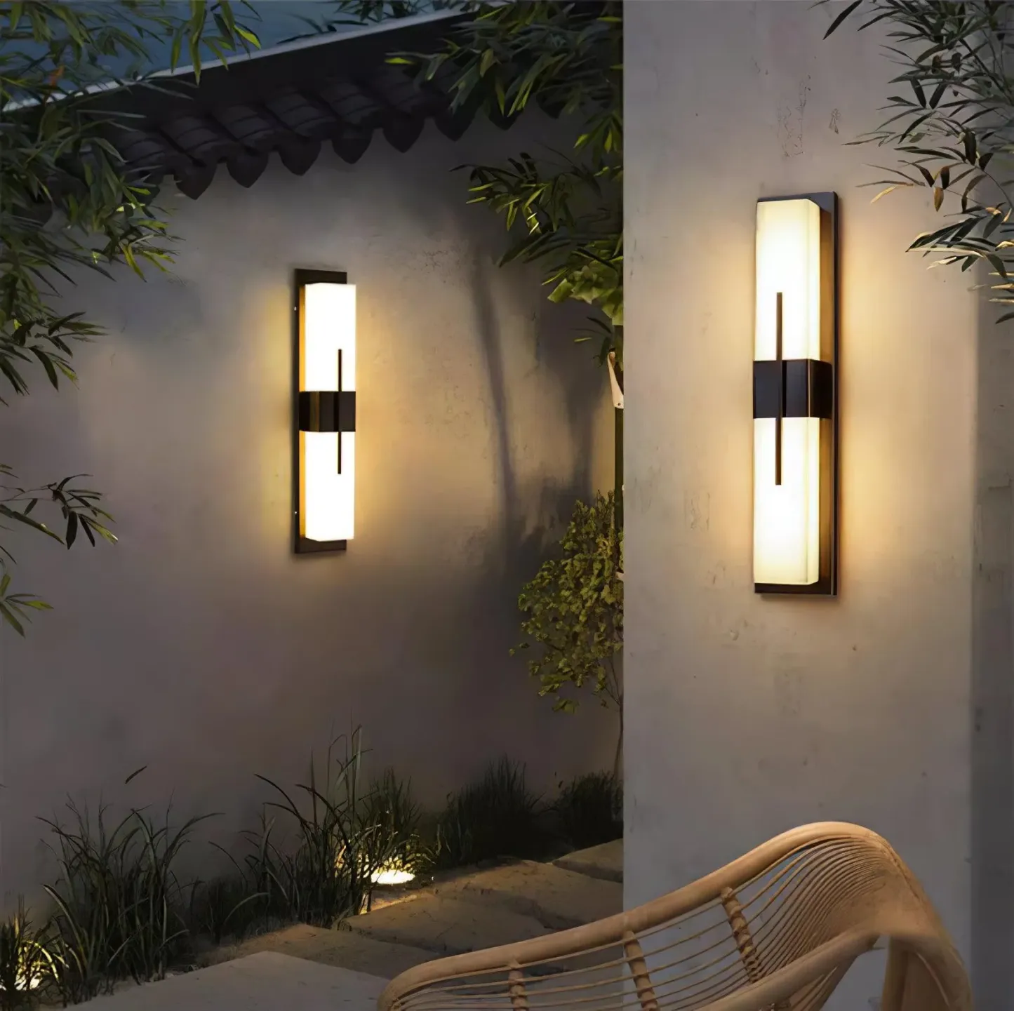 Edge Moderne Acrylique Noir Blanc Applique Murale Étanche Jardin Parc