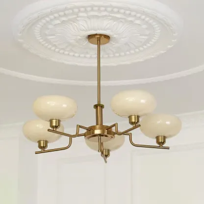 Valentina Vintage Antique Metal Glass Chandelier Living Dining Room
