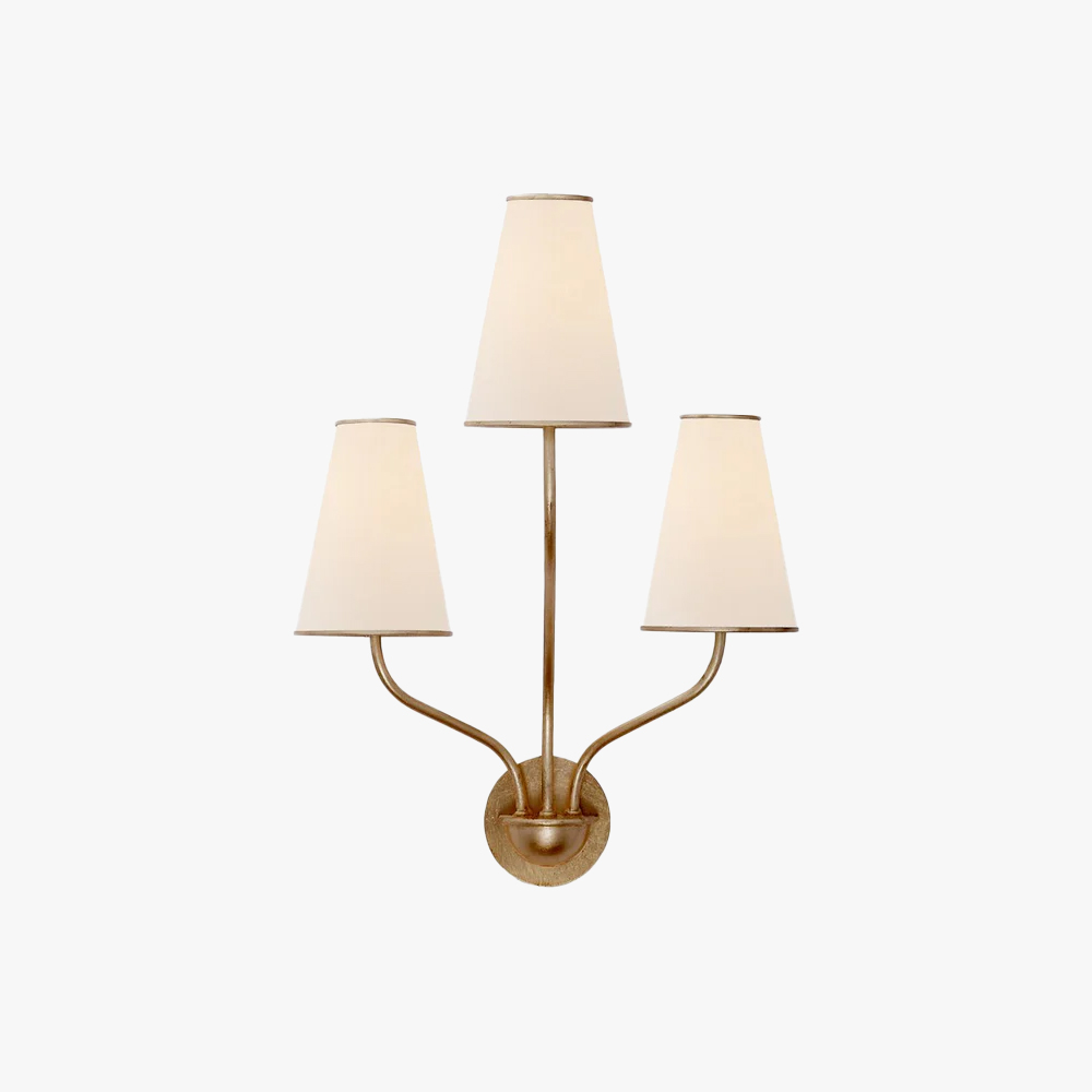 Alessio Vintage Classical Brass Fabric Wall Light Bedroom Hallway Living Room