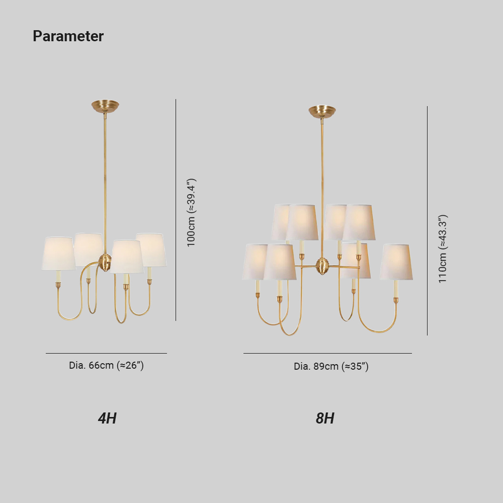 Alessio Vintage Luxury Metal Fabric Chandelier Shades Living Dining Room