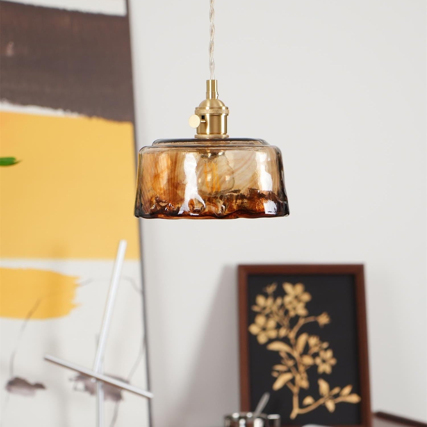Verona Amber Textured Glass Pendant Light