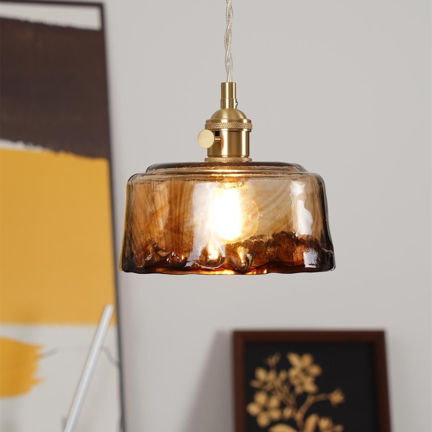 Verona Amber Textured Glass Pendant Light