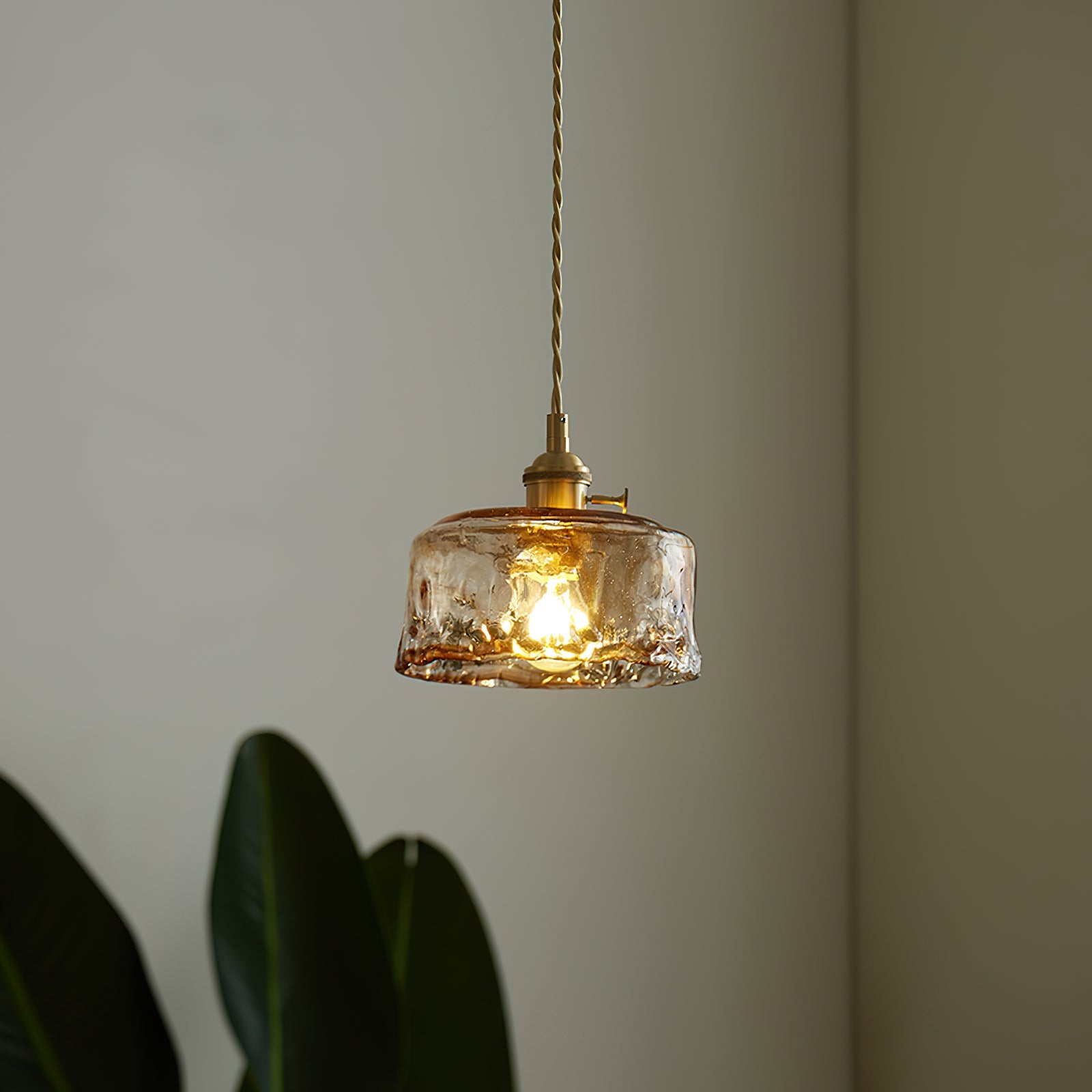 Verona Amber Textured Glass Pendant Light