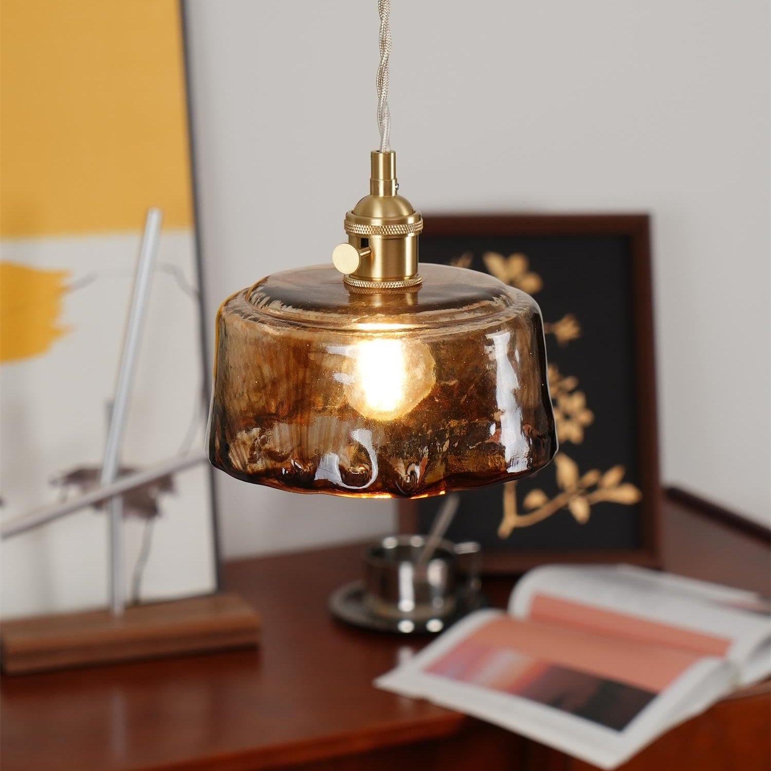 Verona Amber Textured Glass Pendant Light