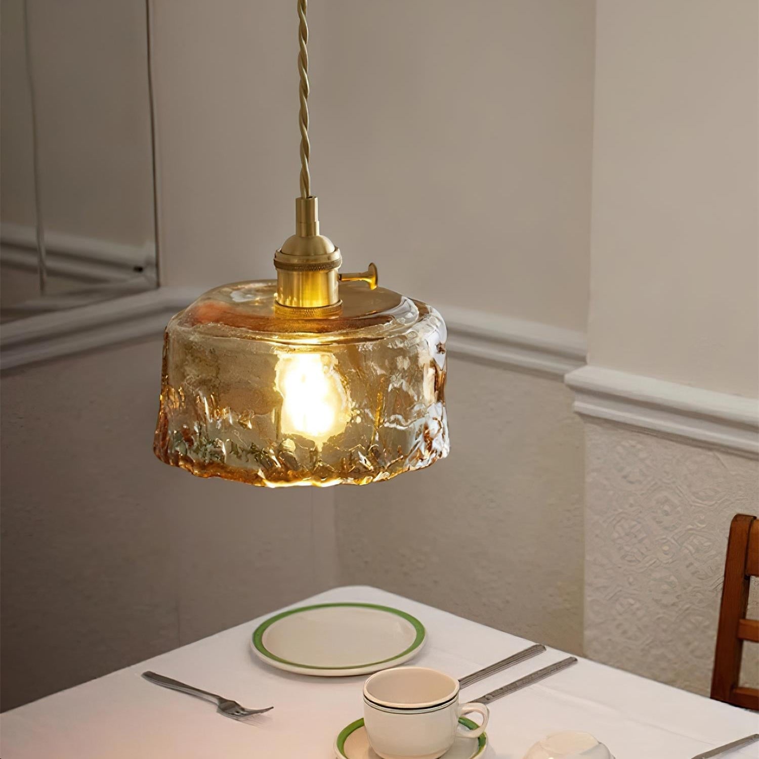 Verona Amber Textured Glass Pendant Light