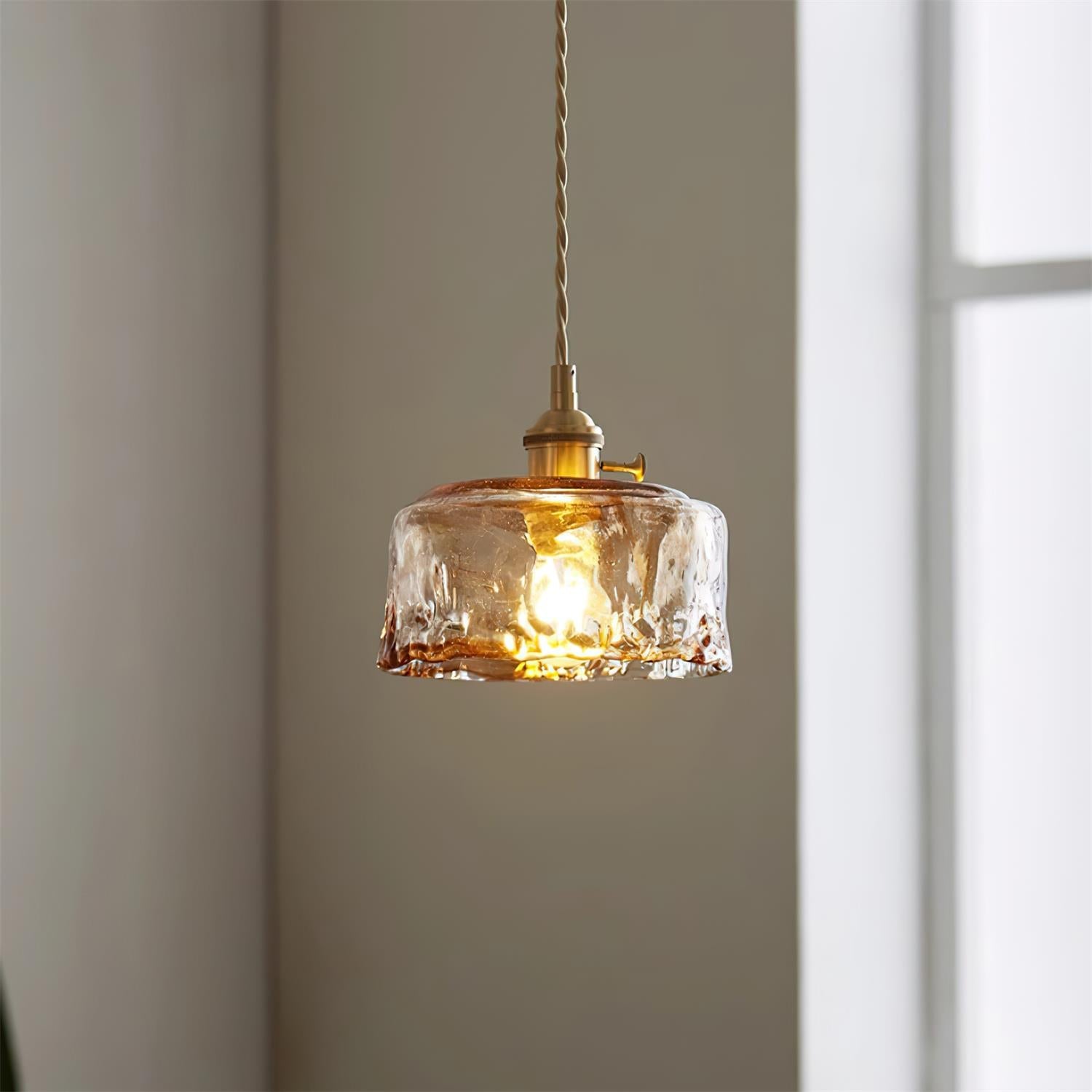 Verona Amber Textured Glass Pendant Light